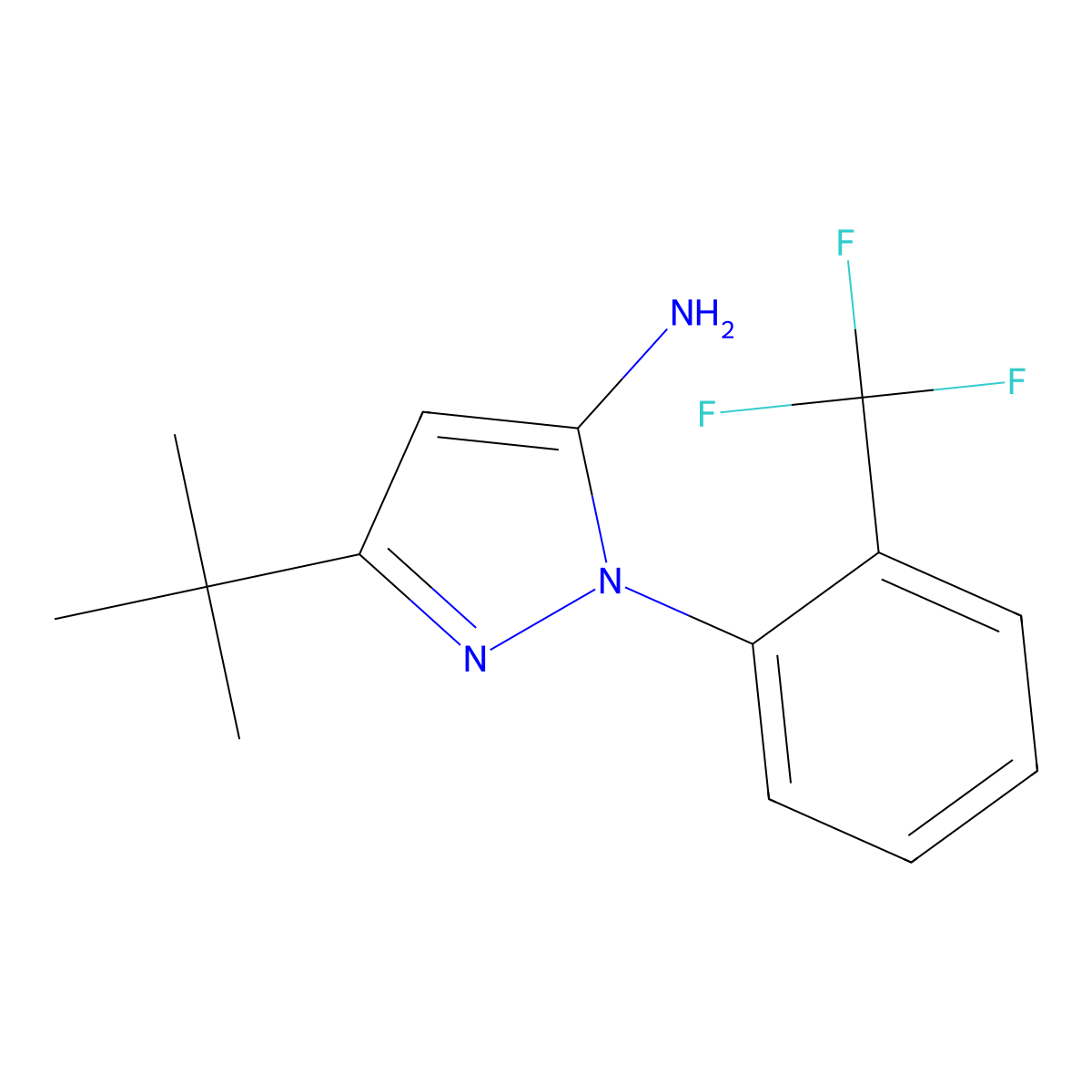 3-(tert-Butyl)-1-(2-(trifluoromethyl)phenyl)-1H-pyrazol-5-amine molecular structure, CAS 1188920-75-3