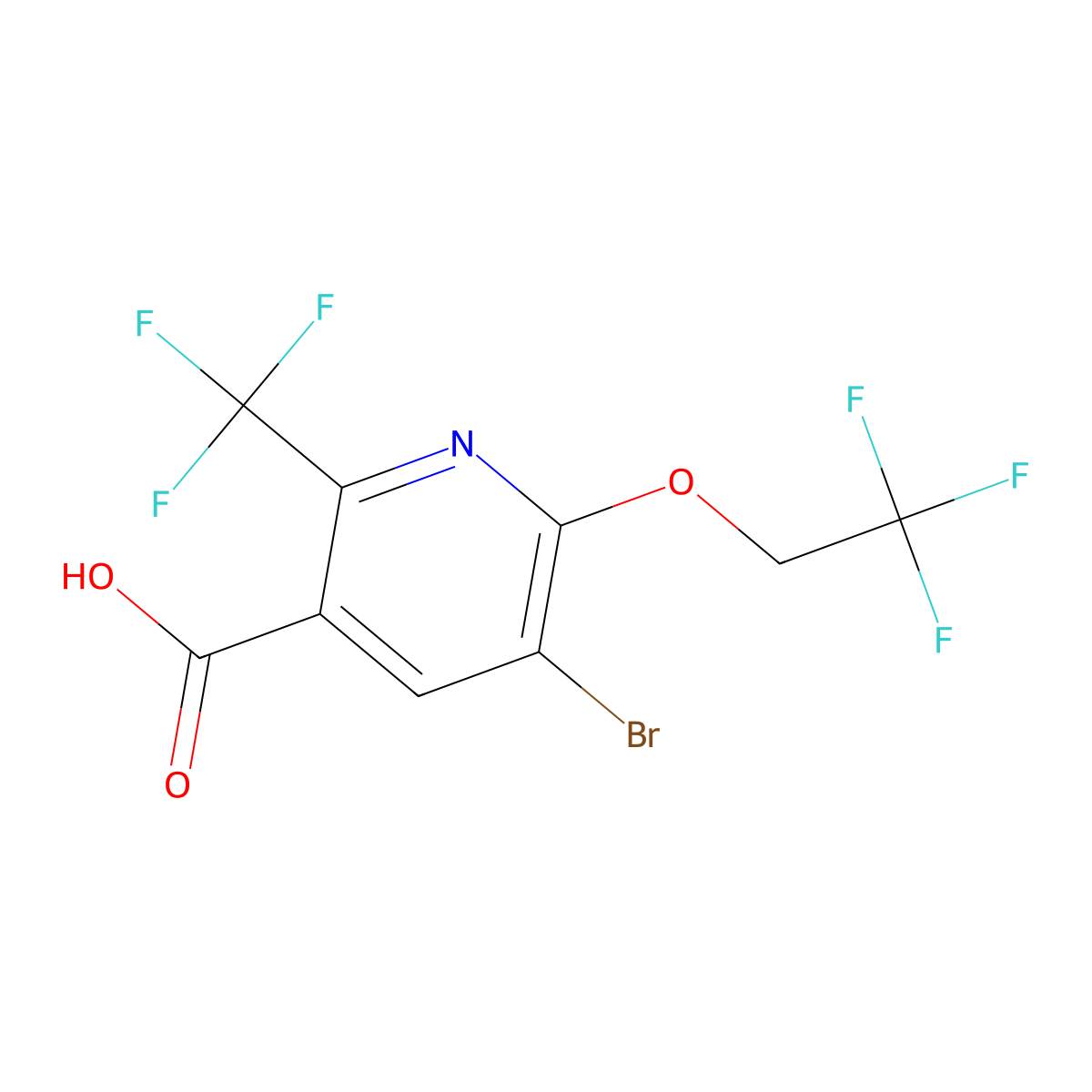 5-Bromo-6-(2,2,2-trifluoroethoxy)-2-(trifluoromethyl)nicotinic acid molecular structure, CAS 1188926-14-8