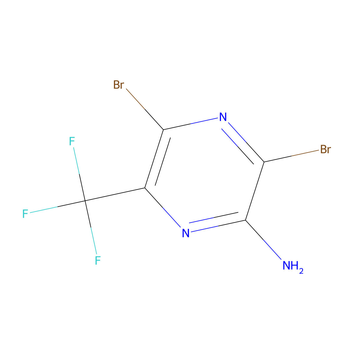 3,5-Dibromo-6-(trifluoromethyl)pyrazin-2-amine molecular structure, CAS 1188929-78-3