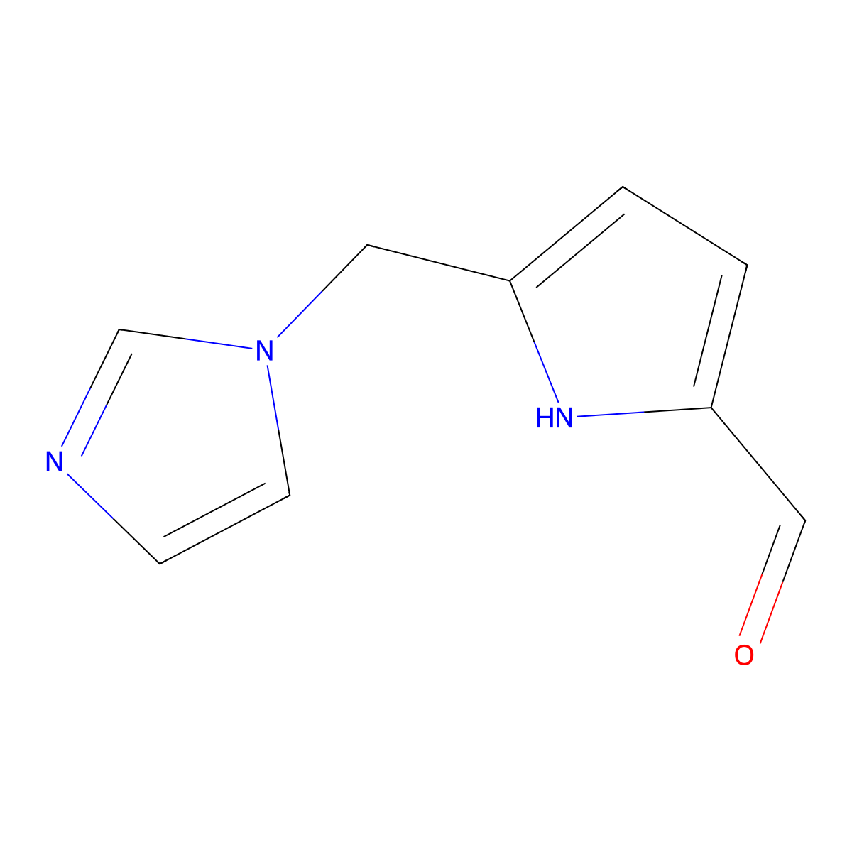 5-[(1H-imidazol-1-yl)methyl]-1H-pyrrole-2-carbaldehyde molecular structure, CAS 118896-48-3