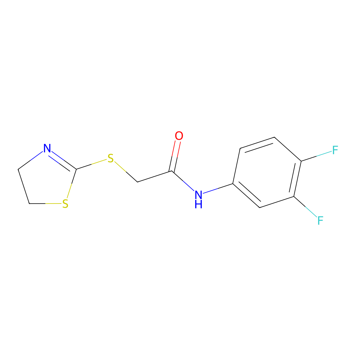 N-(3,4-difluorophenyl)-2-(4,5-dihydro-1,3-thiazol-2-ylsulfanyl)acetamide molecular structure, CAS 1188964-68-2