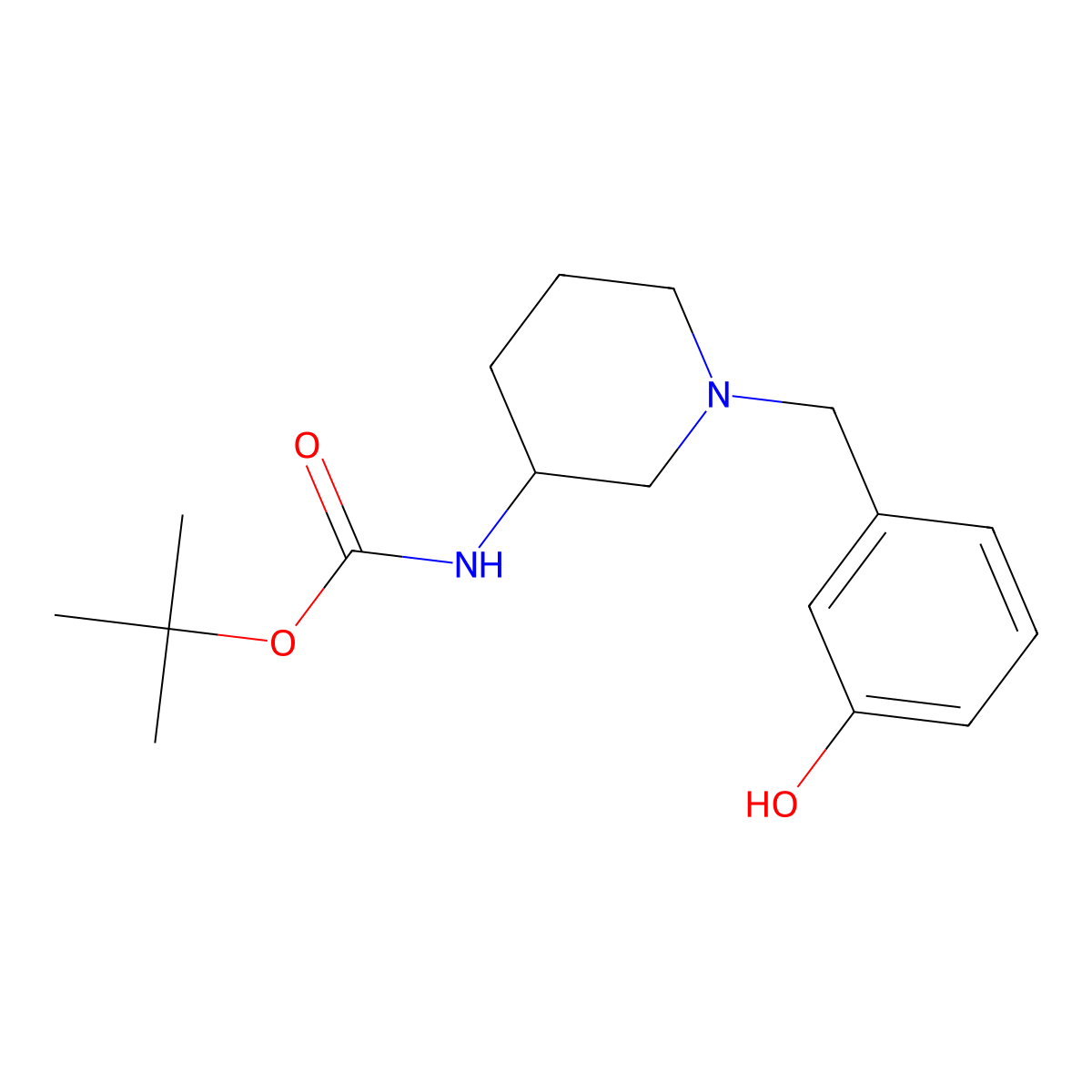 Tert-butyl [1-(3-hydroxybenzyl)piperidin-3-yl]carbamate molecular structure, CAS 1188964-69-3