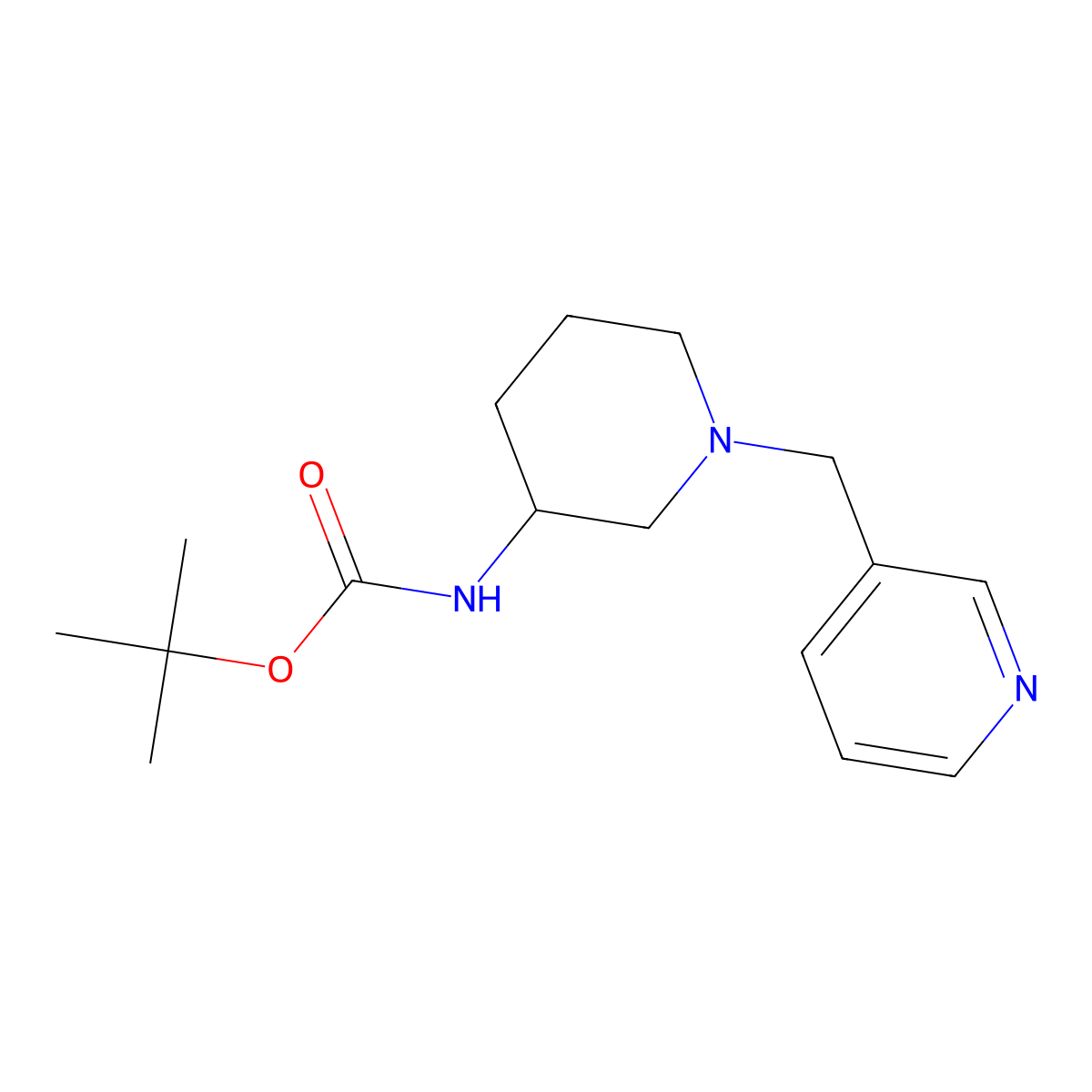Tert-butyl (1-(pyridin-3-ylmethyl)piperidin-3-yl)carbamate molecular structure, CAS 1188964-76-2