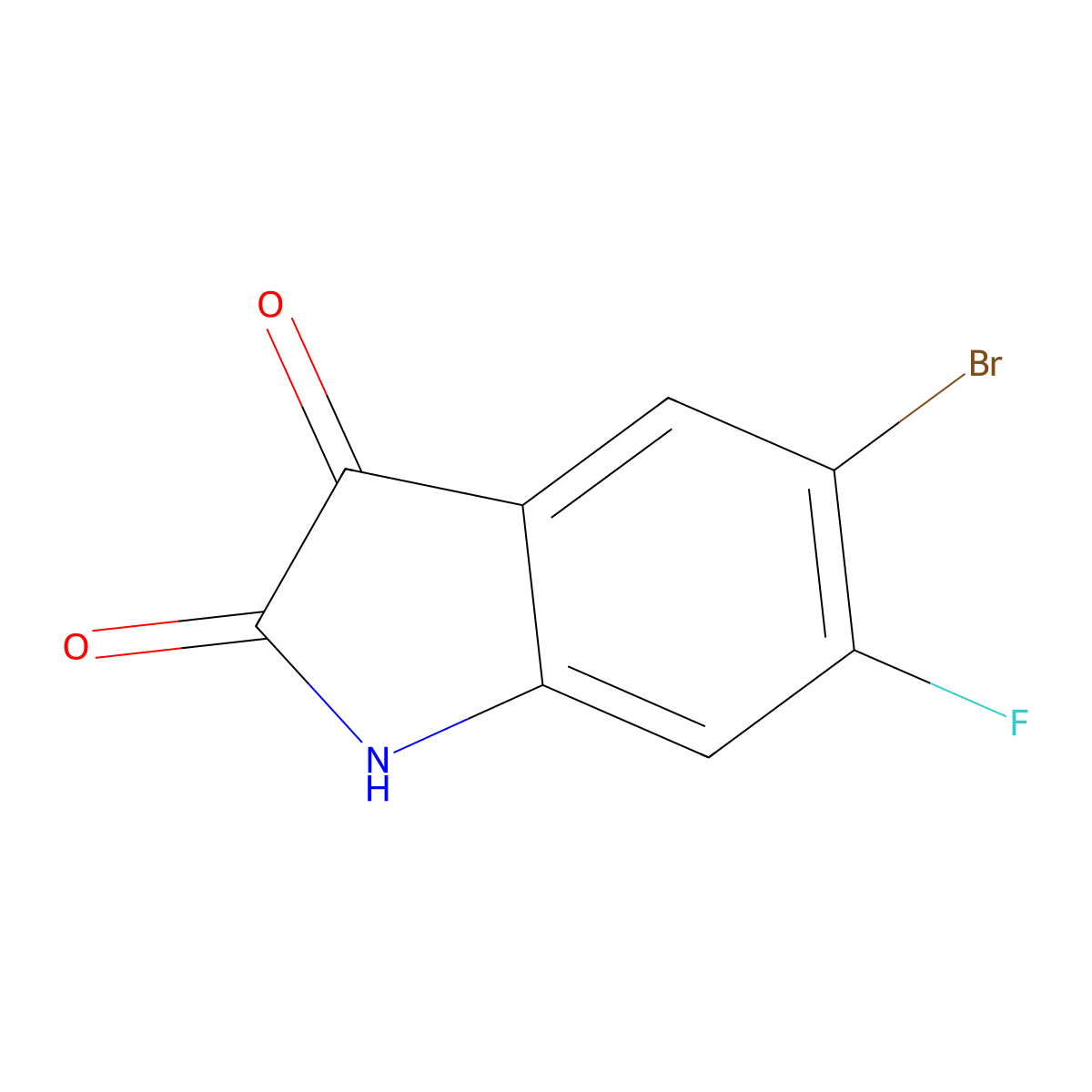 5-bromo-6-fluoro-2,3-dihydro-1H-indole-2,3-dione molecular structure, CAS 118897-99-7