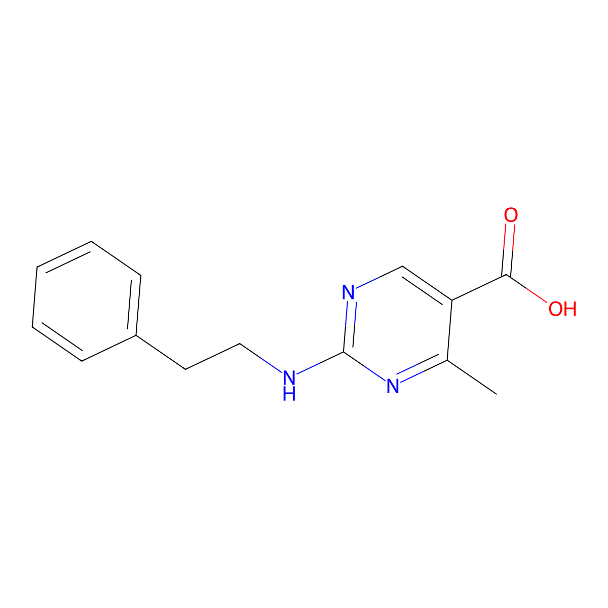 4-Methyl-2-[(2-phenylethyl)amino]pyrimidine-5-carboxylic acid molecular structure, CAS 1188977-51-6