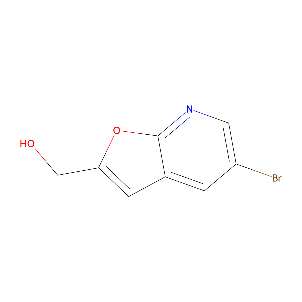 (5-Bromofuro[2,3-b]pyridin-2-yl)methanol molecular structure, CAS 1188990-02-4