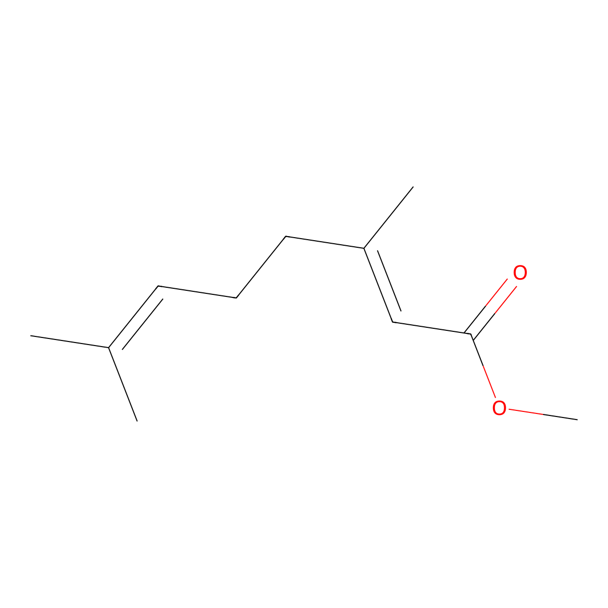 Methyl geranate molecular structure, CAS 1189-09-9