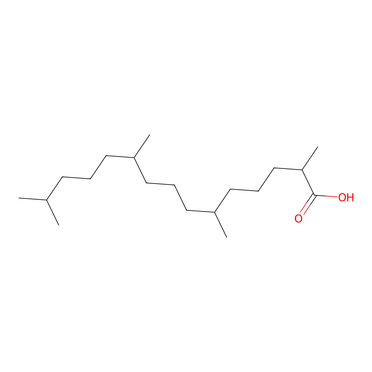 Pristanic acid molecular structure, CAS 1189-37-3