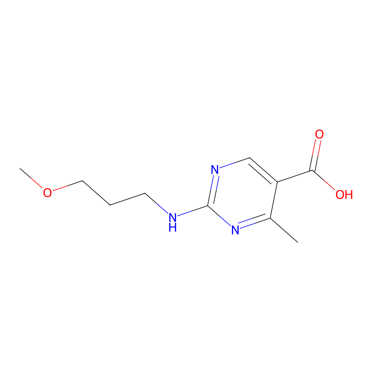 2-[(3-Methoxypropyl)amino]-4-methylpyrimidine-5-carboxylic acid molecular structure, CAS 1189002-99-0