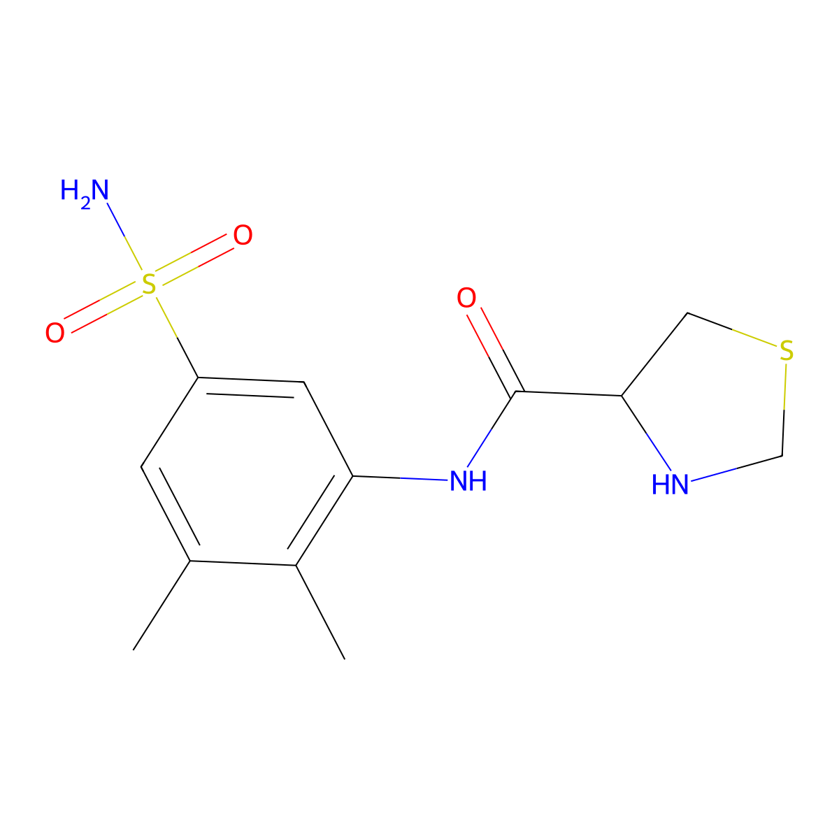 N-(2,3-dimethyl-5-sulfamoylphenyl)-1,3-thiazolidine-4-carboxamide molecular structure, CAS 1189022-52-3