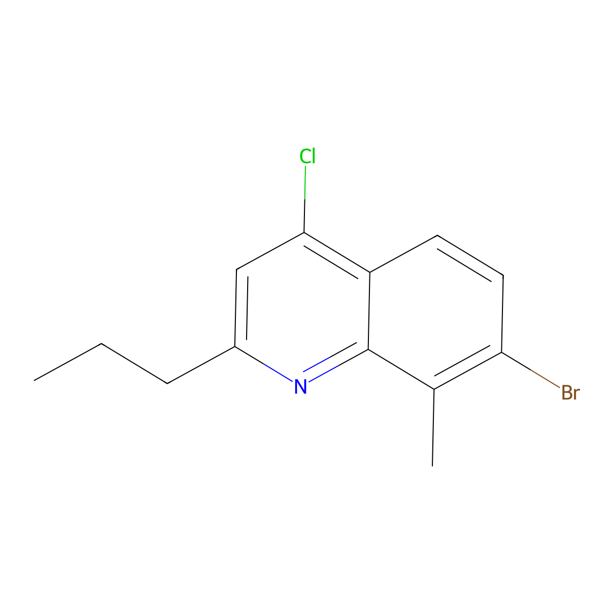 7-Bromo-4-chloro-8-methyl-2-propylquinoline molecular structure, CAS 1189105-50-7