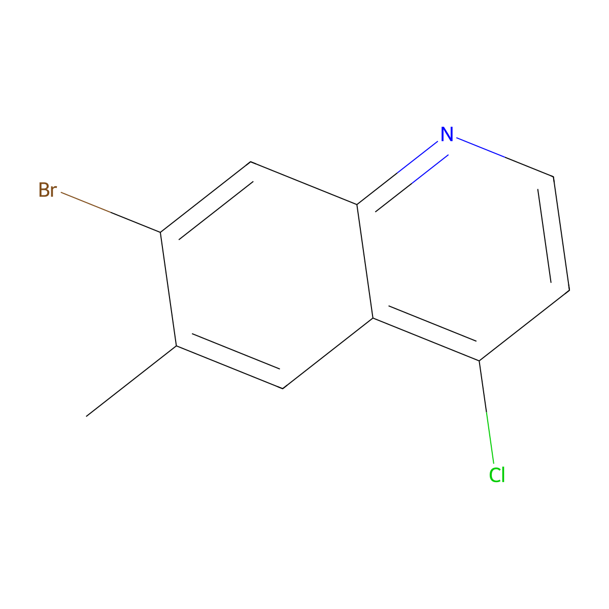 7-Bromo-4-chloro-6-methylquinoline molecular structure, CAS 1189105-59-6
