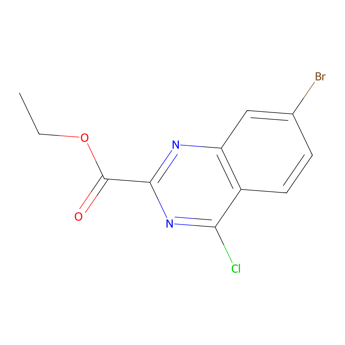 Ethyl 7-bromo-4-chloroquinazoline-2-carboxylate molecular structure, CAS 1189105-79-0