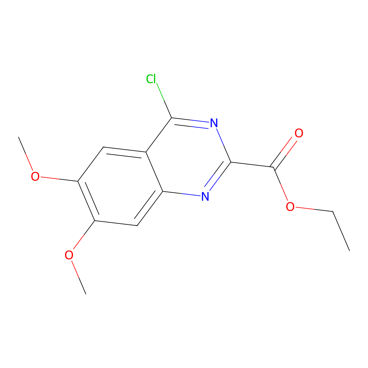 Ethyl 4-chloro-6,7-dimethoxyquinazoline-2-carboxylate molecular structure, CAS 1189105-82-5