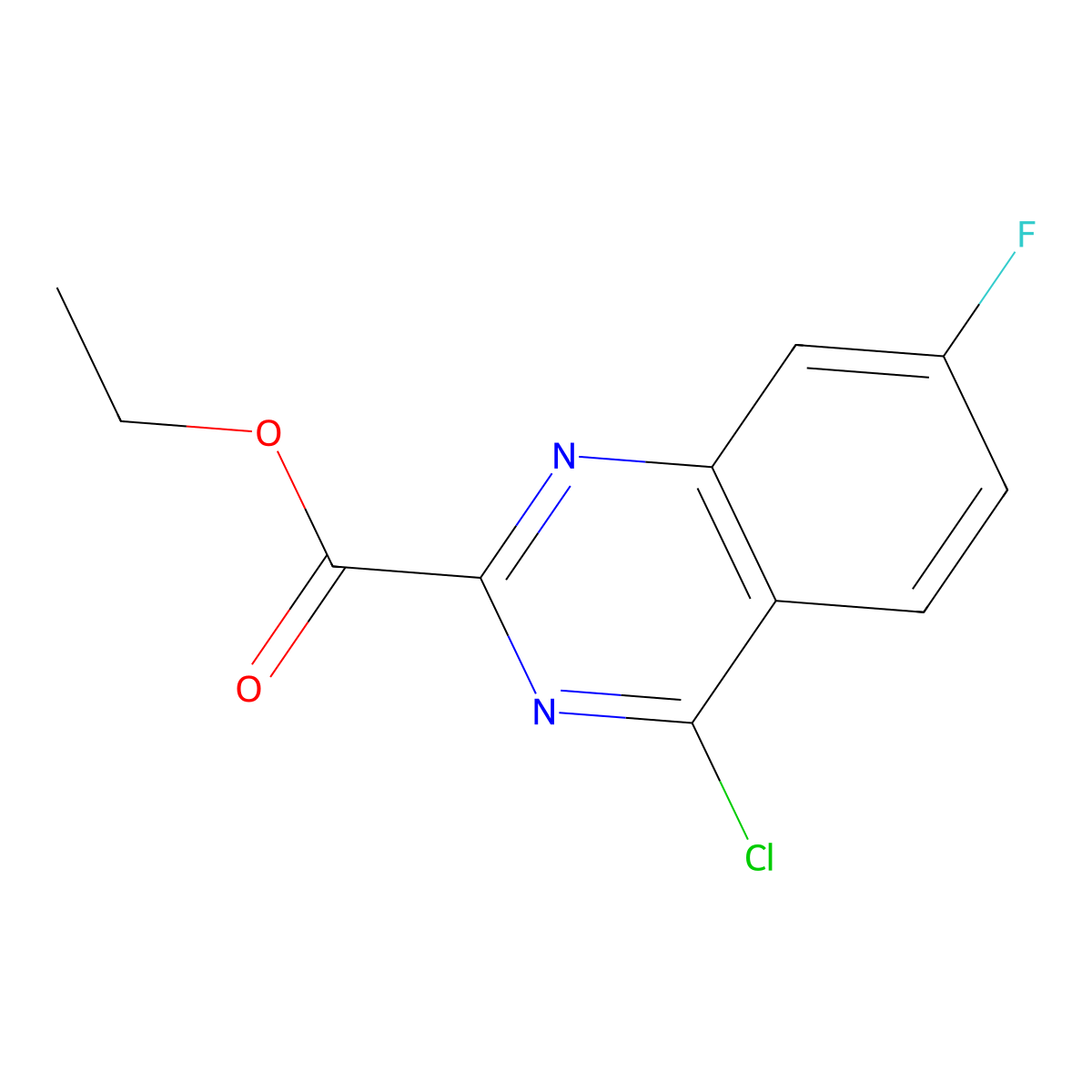 Ethyl 4-chloro-7-fluoroquinazoline-2-carboxylate molecular structure, CAS 1189106-02-2