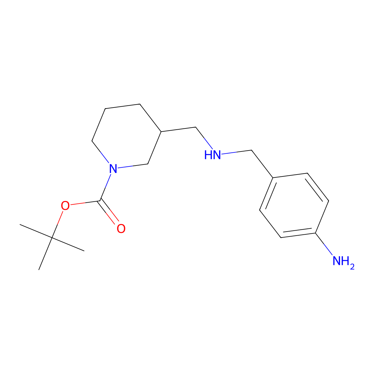 3-[(4-Amino-benzylamino)-methyl]-piperidine-1-carboxylic acid tert-butyl ester molecular structure, CAS 1189107-00-3
