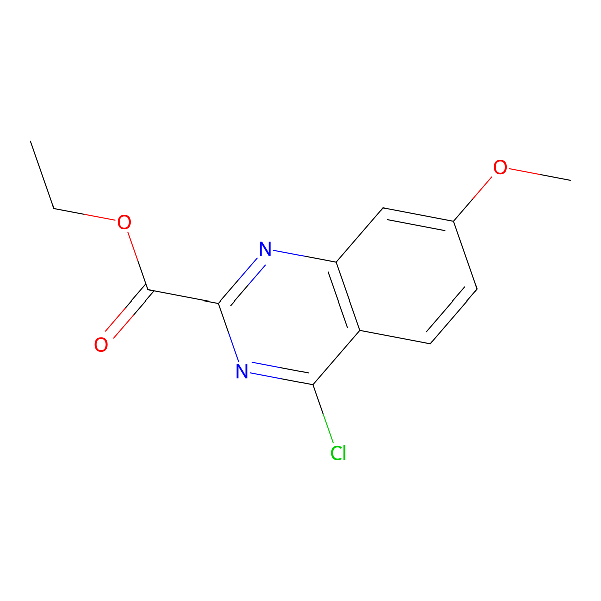 Ethyl 4-chloro-7-methoxyquinazoline-2-carboxylate molecular structure, CAS 1189107-22-9