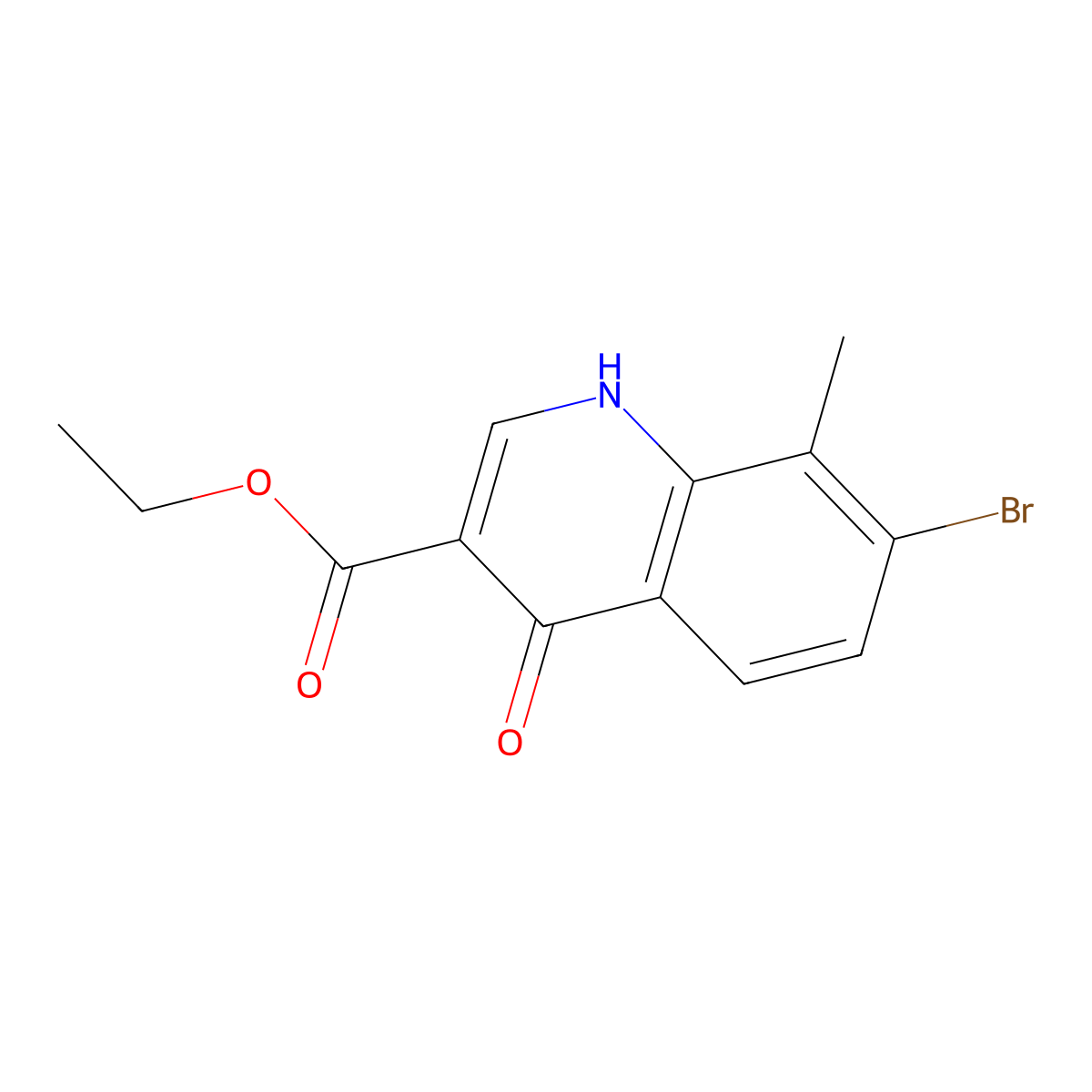 7-Bromo-4-hydroxy-8-methylquinoline-3-carboxylic acid ethyl ester molecular structure, CAS 1189107-52-5