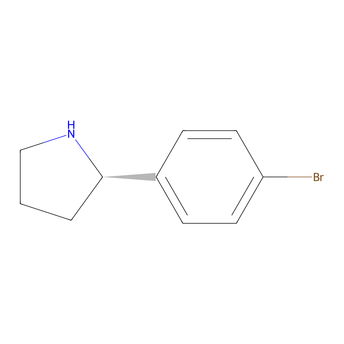 (2S)-2-(4-bromophenyl)pyrrolidine molecular structure, CAS 1189152-82-6