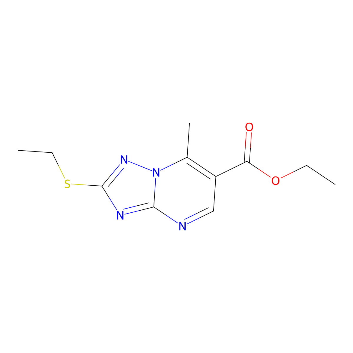 Ethyl 2-(ethylthio)-7-methyl[1,2,4]triazolo[1,5-a]pyrimidine-6-carboxylate molecular structure, CAS 1189166-68-4