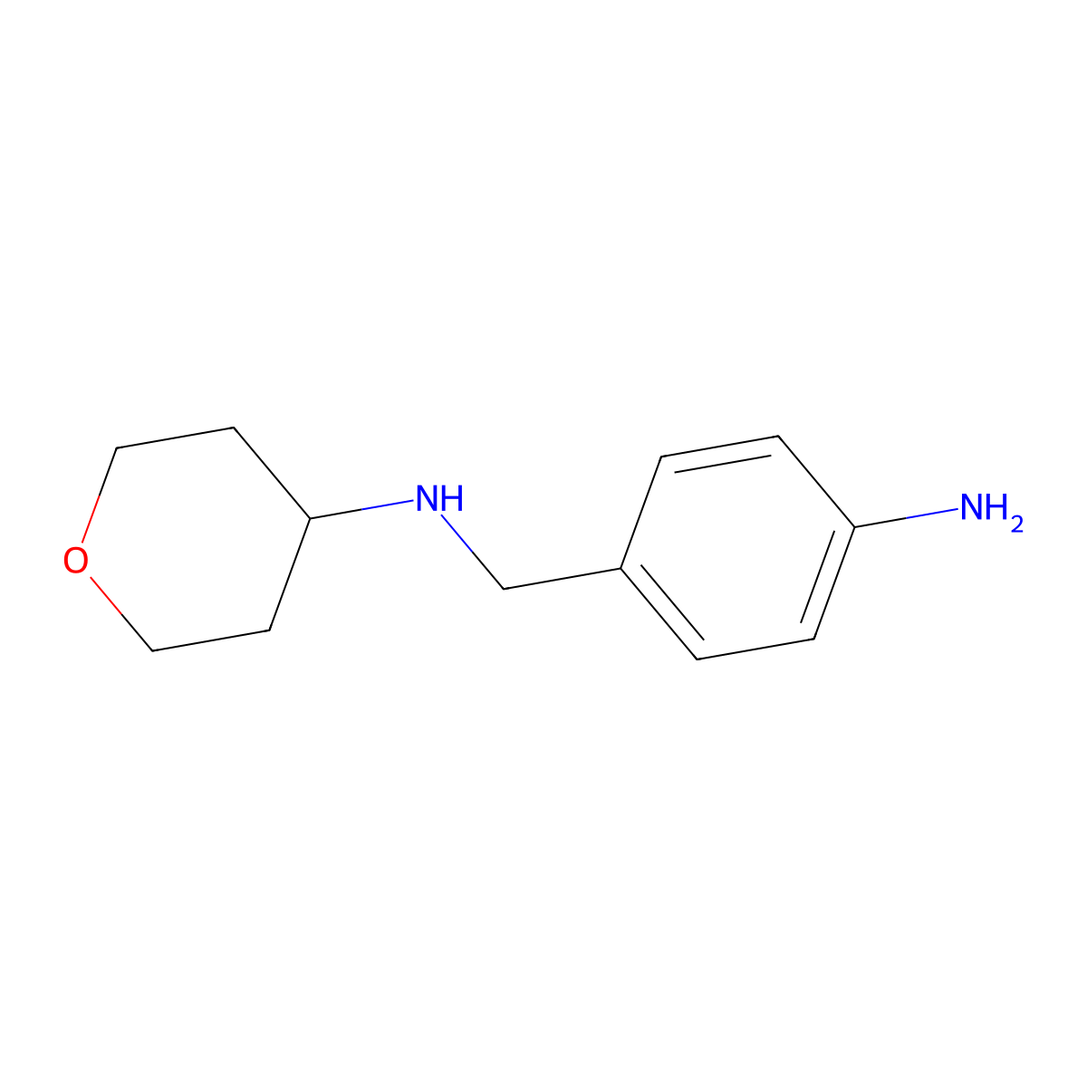 N-((4-aminophenyl)methyl)oxan-4-amine molecular structure, CAS 1189171-67-2
