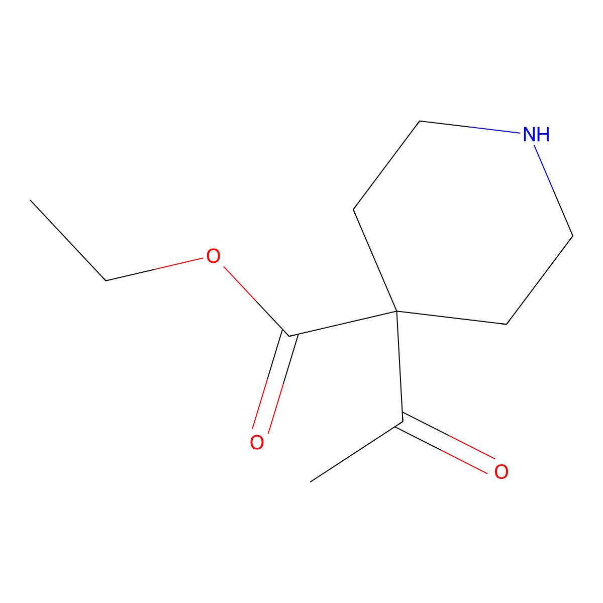Ethyl 4-acetylpiperidine-4-carboxylate molecular structure, CAS 1189182-42-0