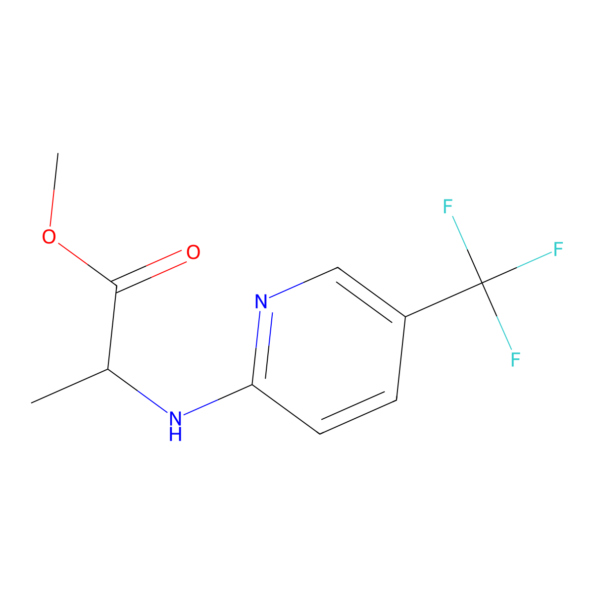 Methyl 2-{[5-(trifluoromethyl)pyridin-2-yl]amino}propanoate molecular structure, CAS 1189318-91-9