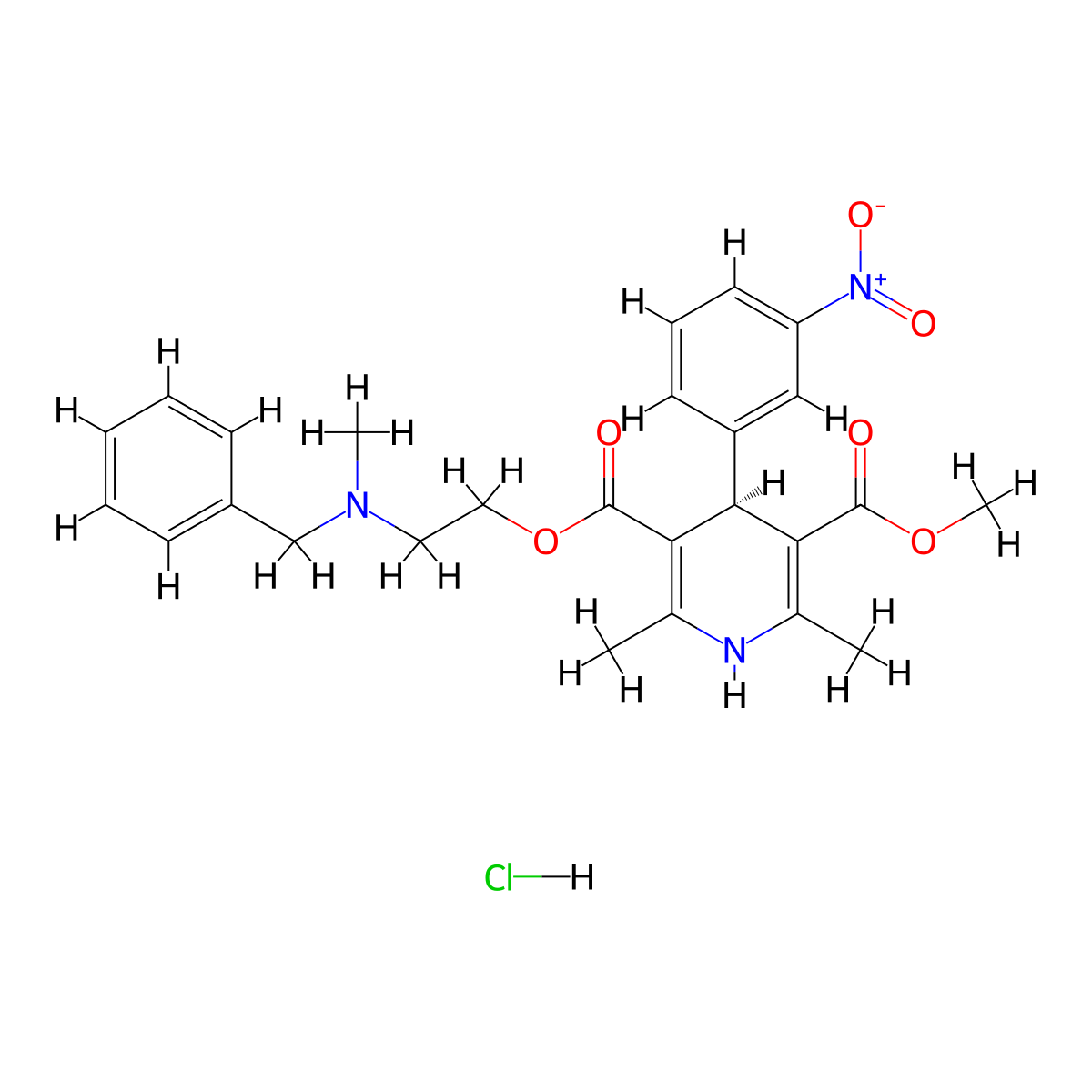 Nicardipine hydrochloride, (S)- molecular structure, CAS 118934-78-4