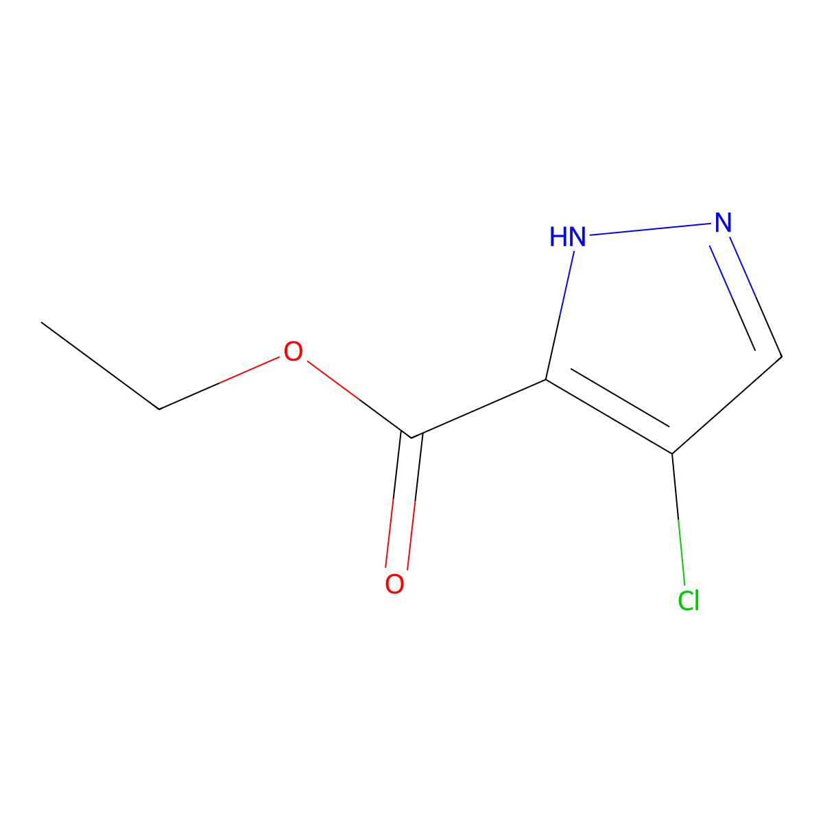 Ethyl 4-chloro-1H-pyrazole-3-carboxylate molecular structure, CAS 1189363-78-7