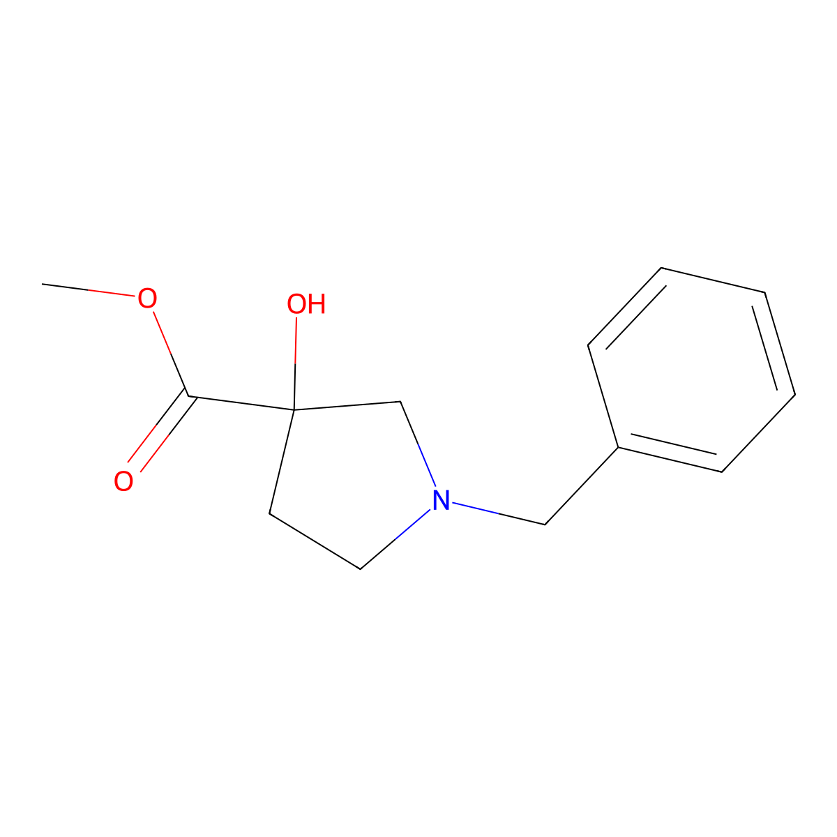 Methyl 1-benzyl-3-hydroxypyrrolidine-3-carboxylate molecular structure, CAS 118937-14-7