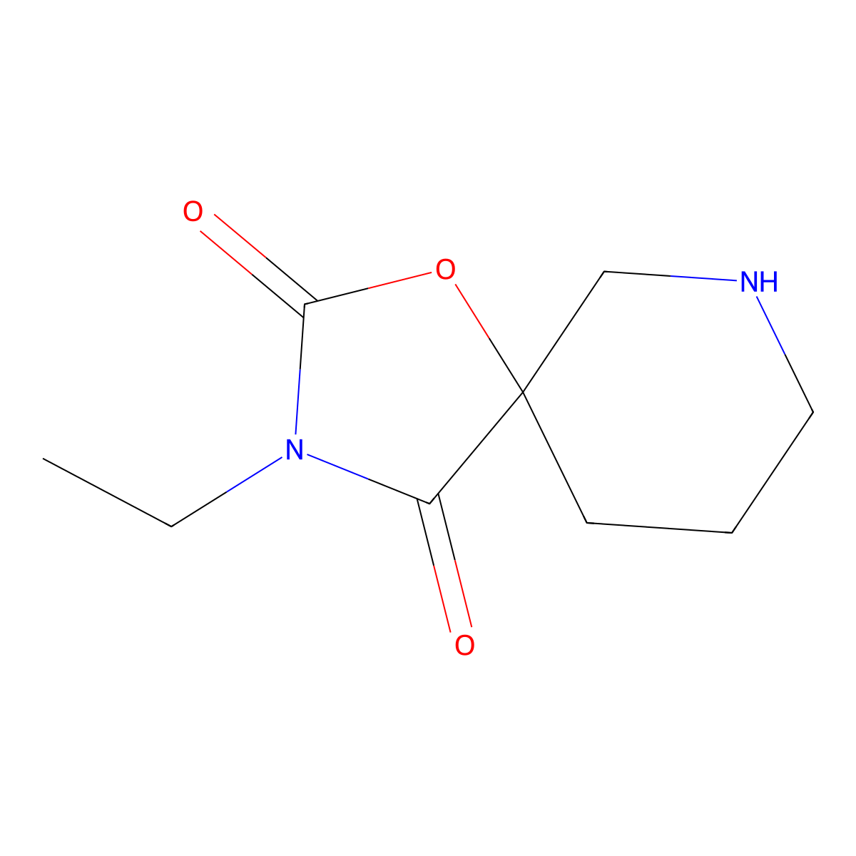 3-Ethyl-1-oxa-3,7-diazaspiro[4.5]decane-2,4-dione molecular structure, CAS 118937-18-1