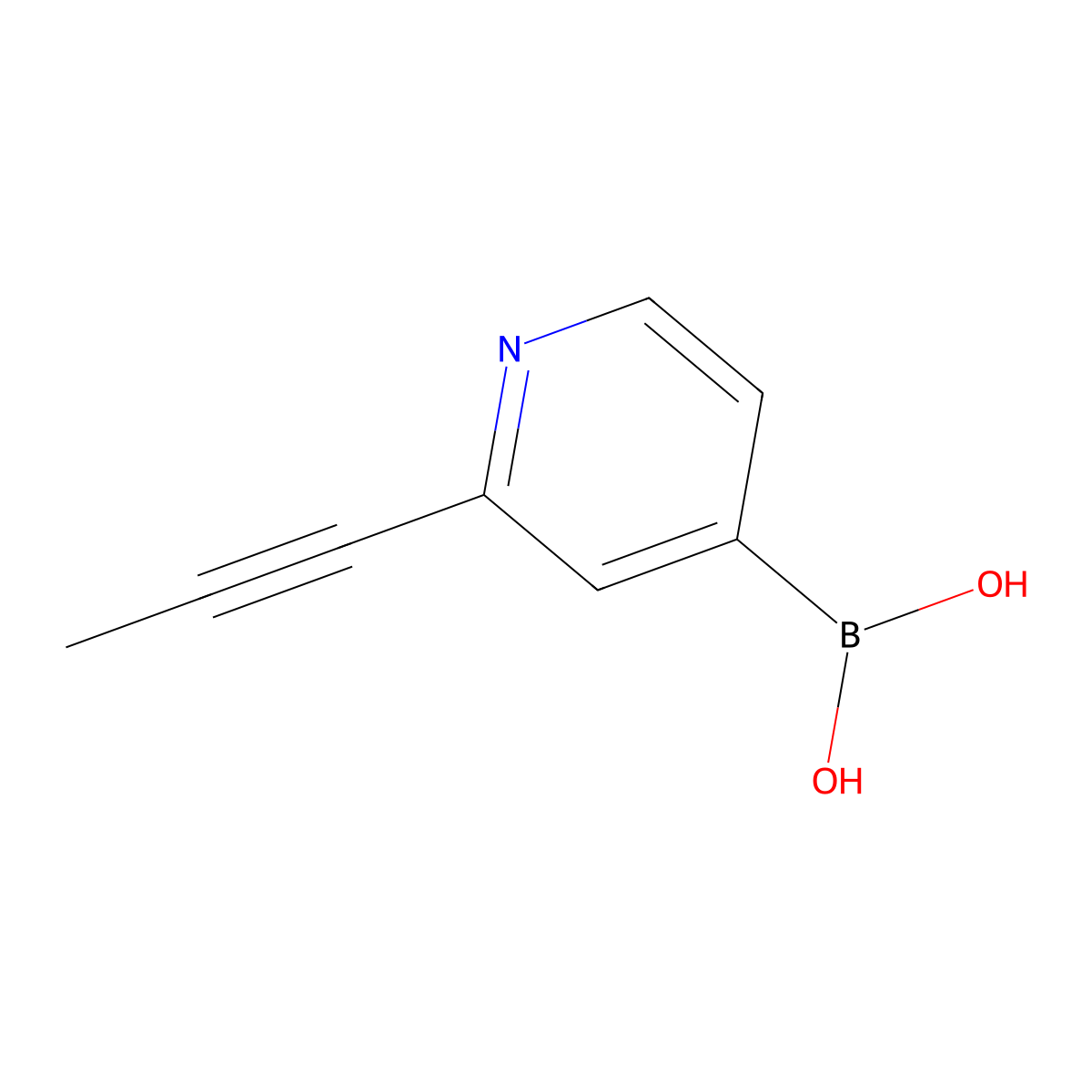 (2-(Prop-1-YN-1-YL)pyridin-4-YL)boronic acid molecular structure, CAS 1189373-05-4