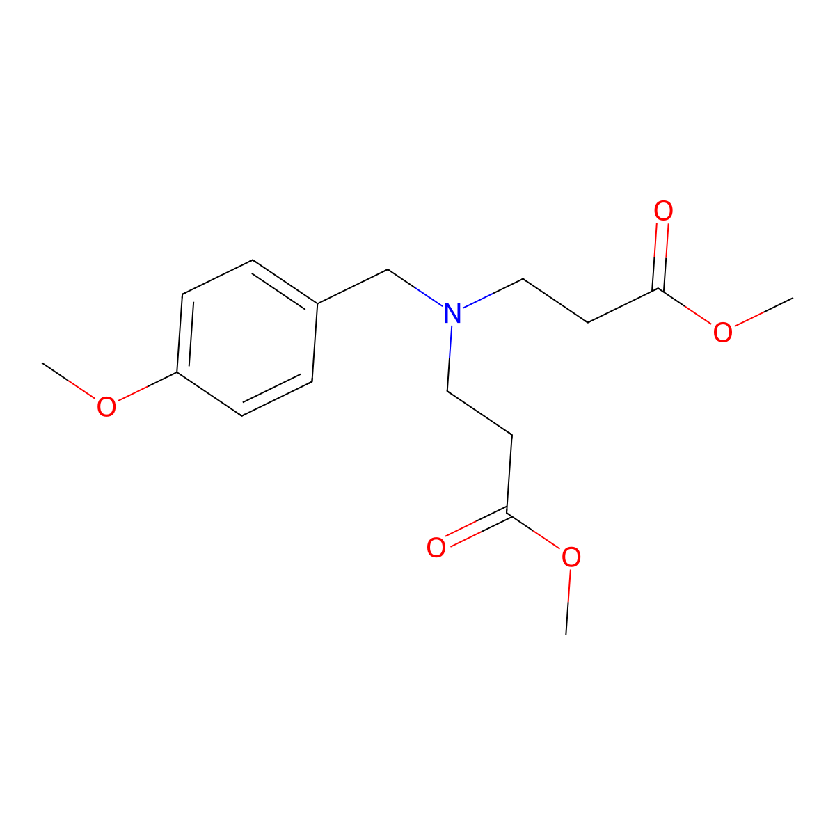 Dimethyl 3,3'-((4-methoxybenzyl)azanediyl)dipropanoate molecular structure, CAS 1189373-23-6