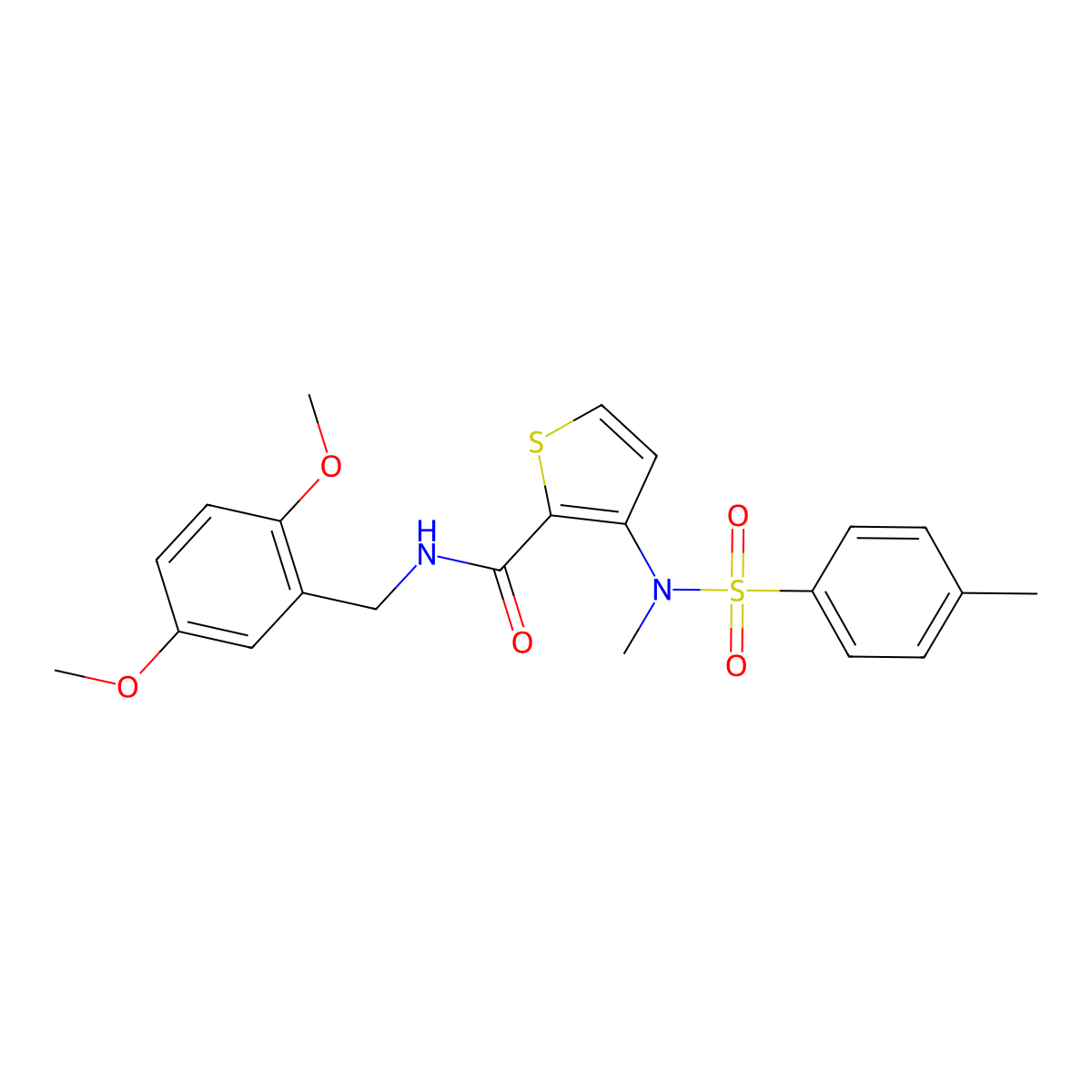 N-[(2,5-dimethoxyphenyl)methyl]-3-(N-methyl4-methylbenzenesulfonamido)thiophene-2-carboxamide molecular structure, CAS 1189374-72-8