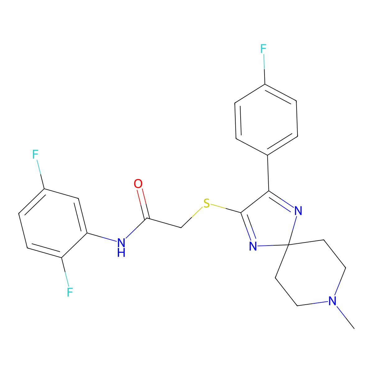 N-(2,5-Difluorophenyl)-2-{[3-(4-fluorophenyl)-8-methyl-1,4,8-triazaspiro[4.5]deca-1,3-dien-2-YL]sulfanyl}acetamide molecular structure, CAS 1189374-95-5