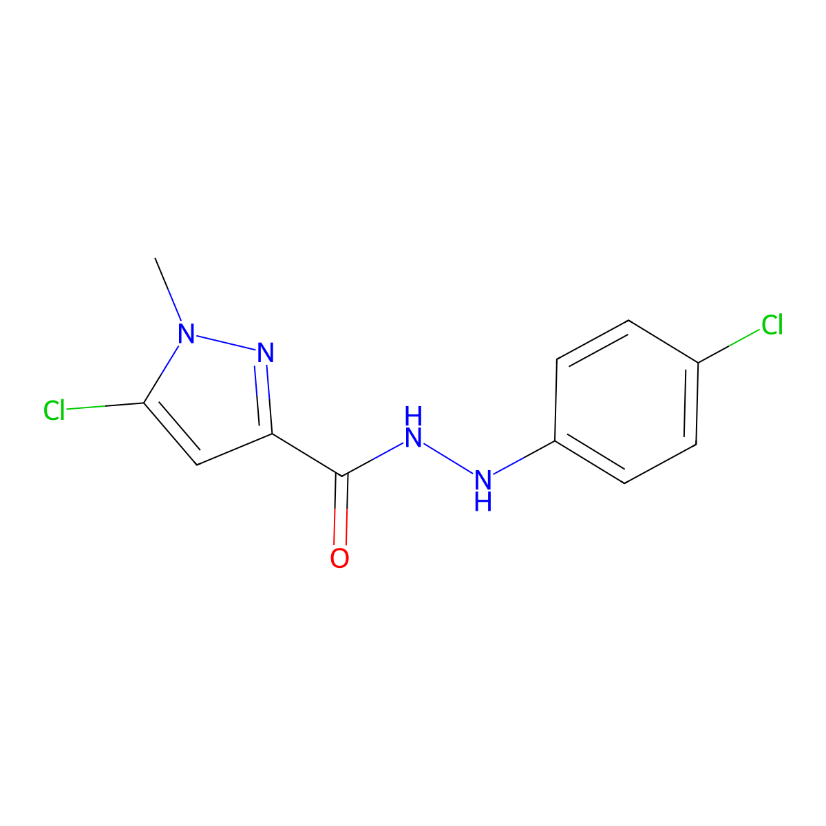 5-Chloro-N'-(4-chlorophenyl)-1-methyl-1H-pyrazole-3-carbohydrazide molecular structure, CAS 1189379-04-1