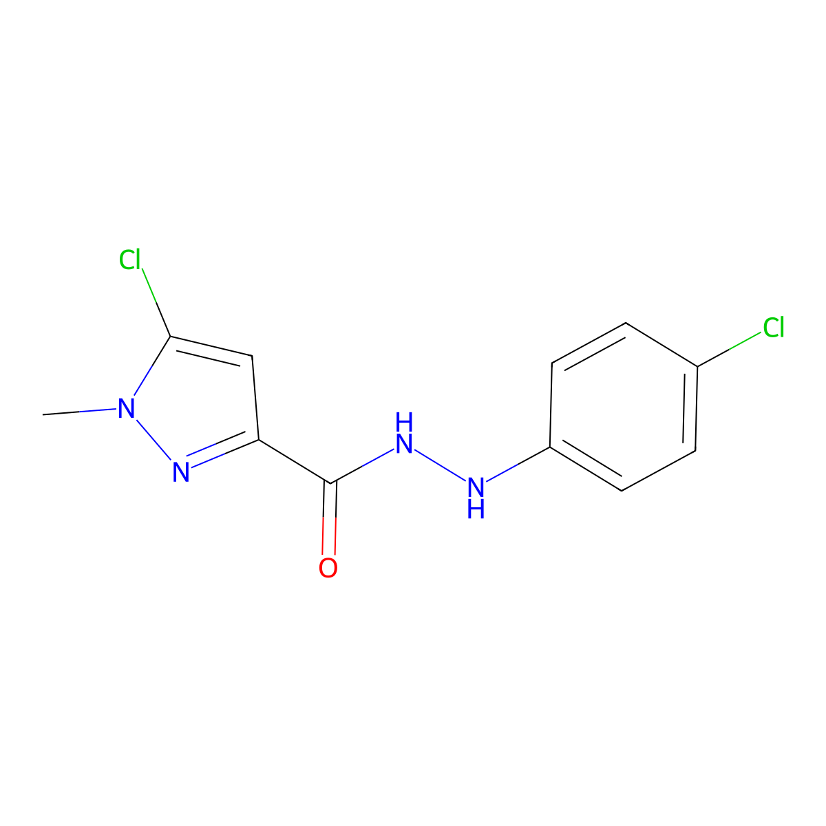 5-Chloro-N'-(4-chlorophenyl)-1-methyl-1H-pyrazole-3-carbohydrazide molecular structure, CAS 1189379-04-1