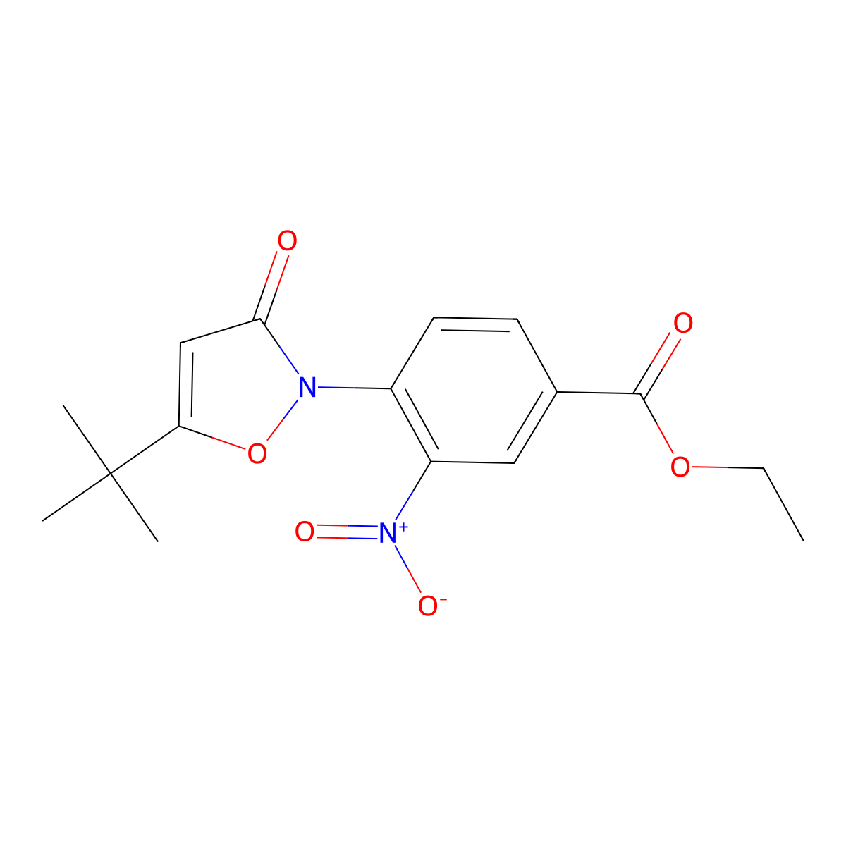 Ethyl 4-(5-(tert-Butyl)-3-oxoisoxazol-2(3H)-yl)-3-nitrobenzoate molecular structure, CAS 118938-21-9