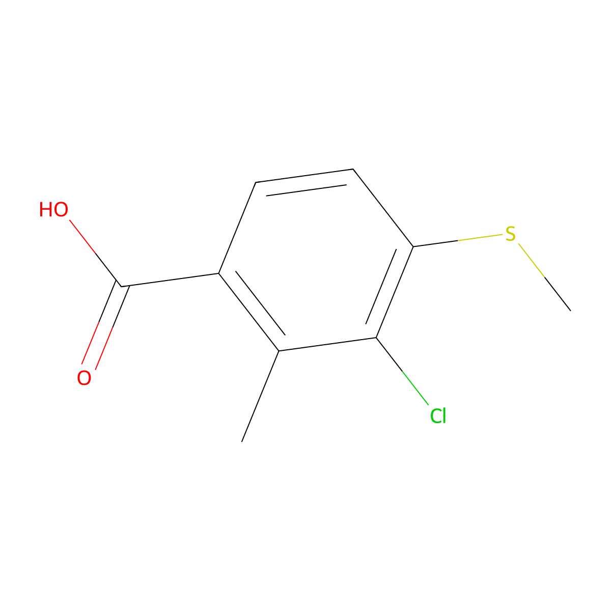 3-Chloro-2-methyl-4-(methylthio)benzoic acid molecular structure, CAS 118939-10-9