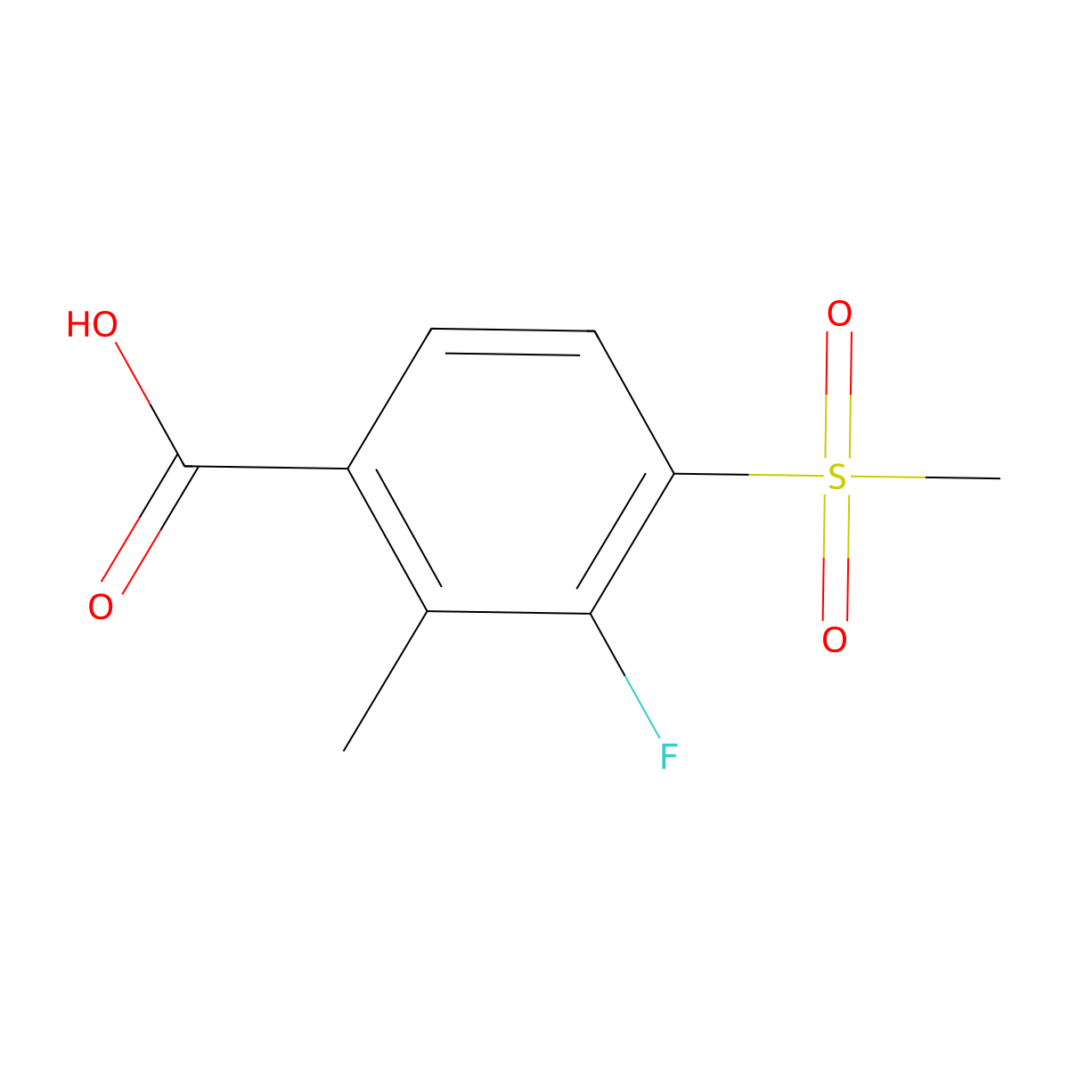 3-Fluoro-2-methyl-4-(methylsulfonyl)benzoic acid molecular structure, CAS 118939-18-7