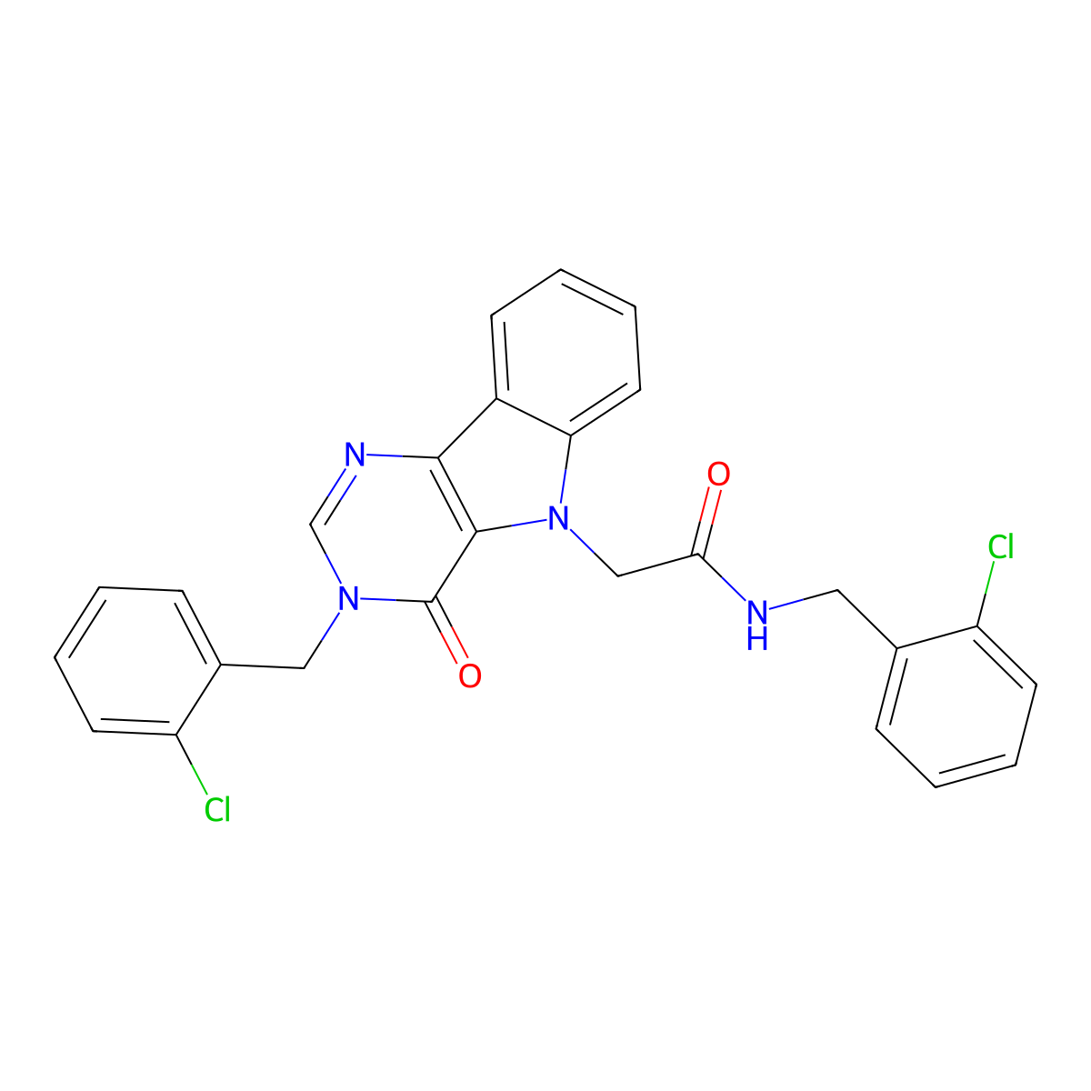 N-(2-chlorobenzyl)-2-(3-(2-chlorobenzyl)-4-oxo-3H-pyrimido[5,4-b]indol-5(4H)-yl)acetamide molecular structure, CAS 1189418-73-2