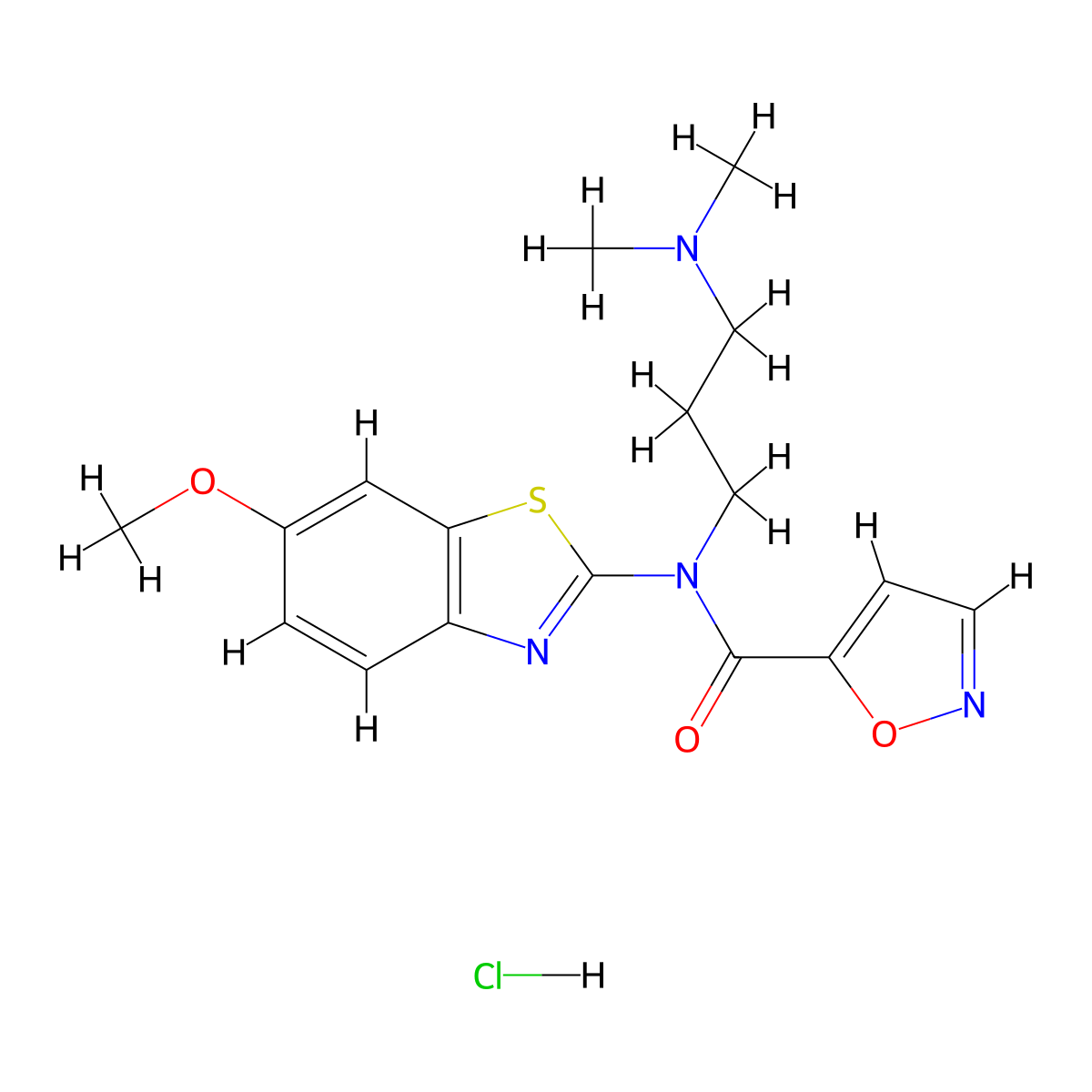 N-(3-(dimethylamino)propyl)-N-(6-methoxybenzo[d]thiazol-2-yl)isoxazole-5-carboxamide hydrochloride molecular structure, CAS 1189418-95-8