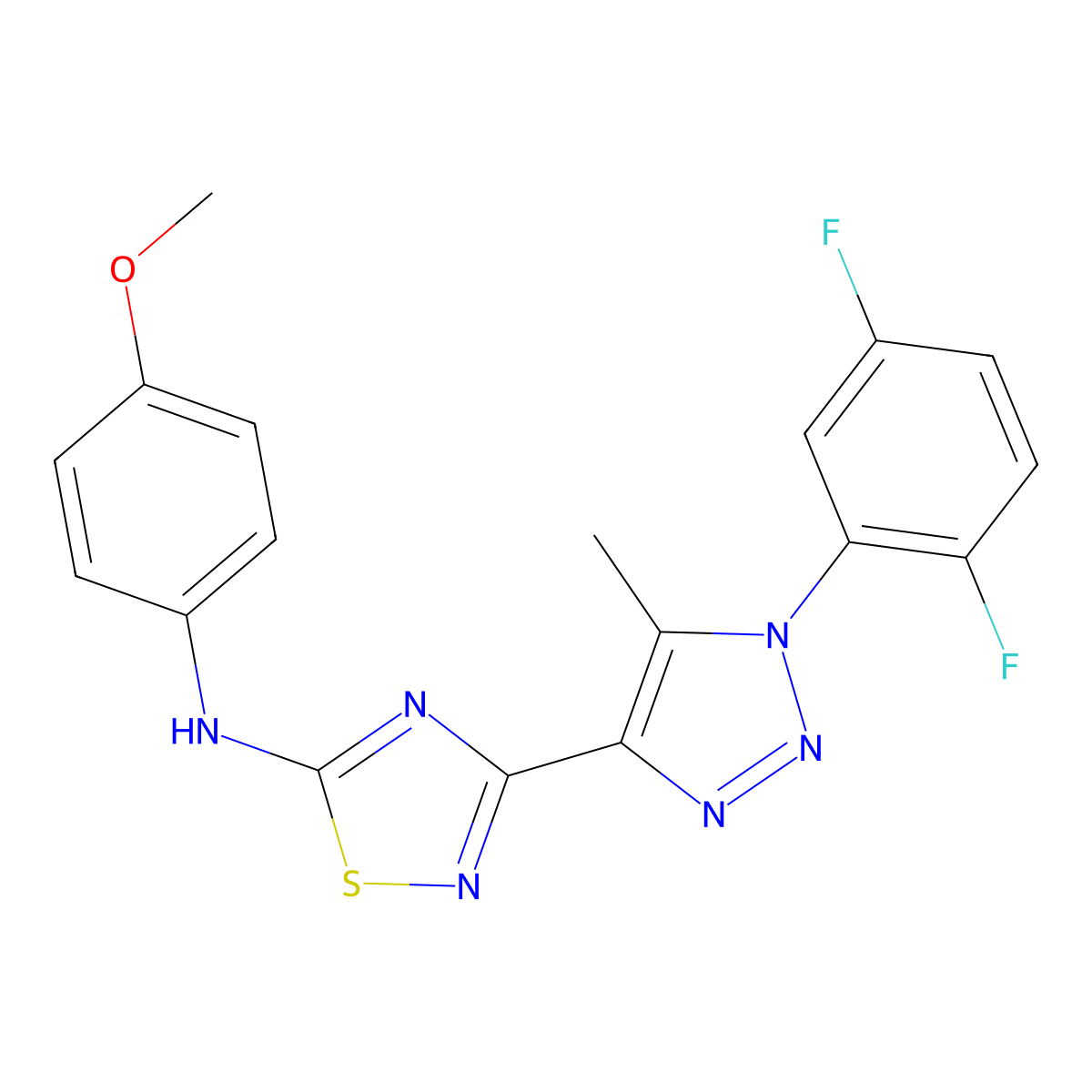 3-[1-(2,5-difluorophenyl)-5-methyl-1H-1,2,3-triazol-4-yl]-N-(4-methoxyphenyl)-1,2,4-thiadiazol-5-amine molecular structure, CAS 1189418-96-9