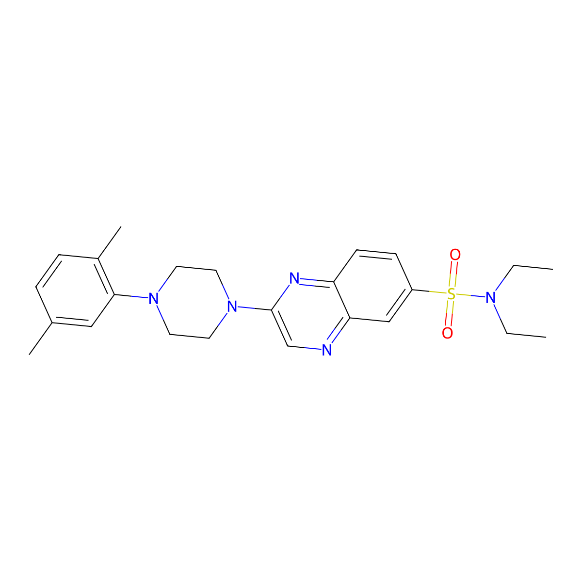 2-[4-(2,5-dimethylphenyl)piperazin-1-yl]-N,N-diethylquinoxaline-6-sulfonamide molecular structure, CAS 1189419-34-8