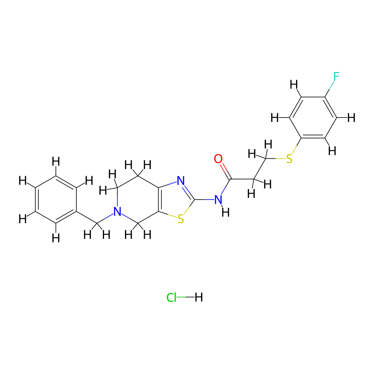 N-(5-benzyl-4,5,6,7-tetrahydrothiazolo[5,4-c]pyridin-2-yl)-3-((4-fluorophenyl)thio)propanamide hydrochloride molecular structure, CAS 1189419-46-2
