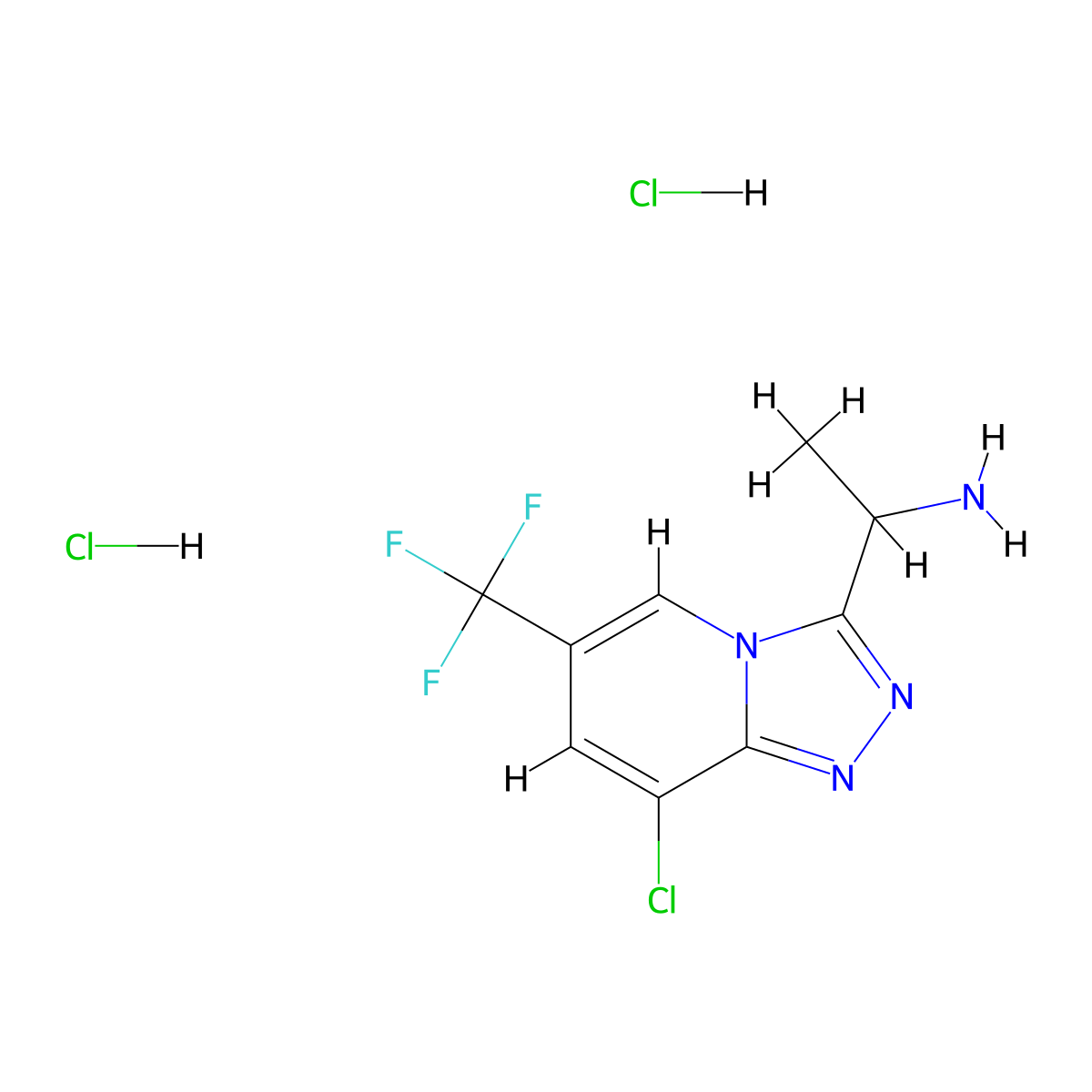 1-[8-Chloro-6-(trifluoromethyl)-[1,2,4]triazolo[4,3-a]pyridin-3-yl]ethan-1-amine dihydrochloride molecular structure, CAS 1189419-76-8