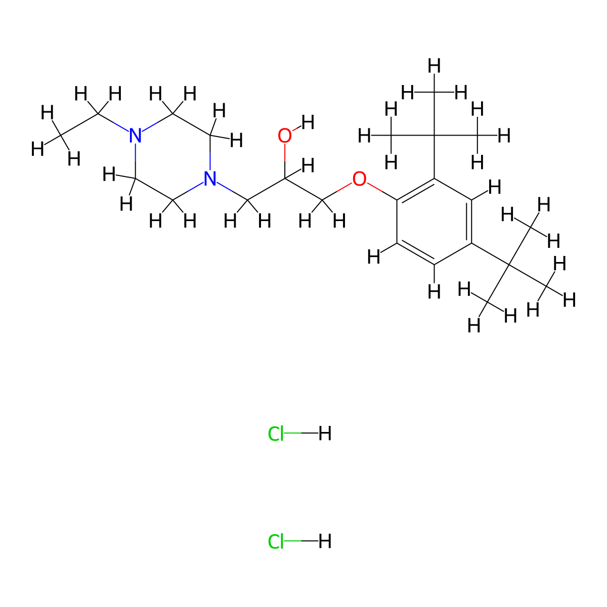 1-(2,4-Di-tert-butylphenoxy)-3-(4-ethylpiperazin-1-yl)propan-2-ol dihydrochloride molecular structure, CAS 1189420-00-5