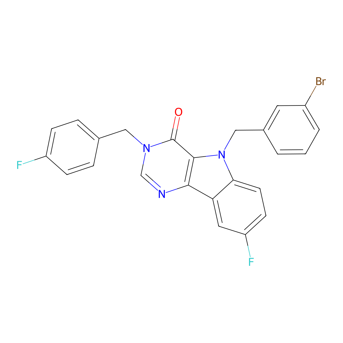 5-(3-bromobenzyl)-8-fluoro-3-(4-fluorobenzyl)-3,5-dihydro-4H-pyrimido[5,4-b]indol-4-one molecular structure, CAS 1189420-50-5