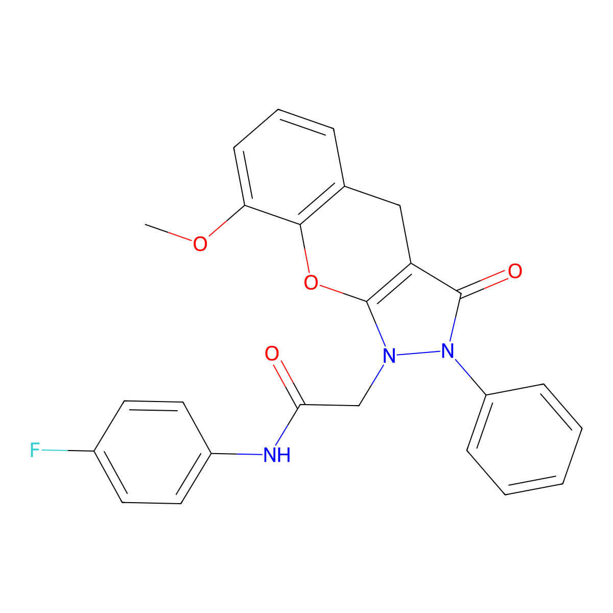 N-(4-fluorophenyl)-2-{8-methoxy-3-oxo-2-phenyl-1H,2H,3H,4H-chromeno[2,3-c]pyrazol-1-yl}acetamide molecular structure, CAS 1189420-78-7