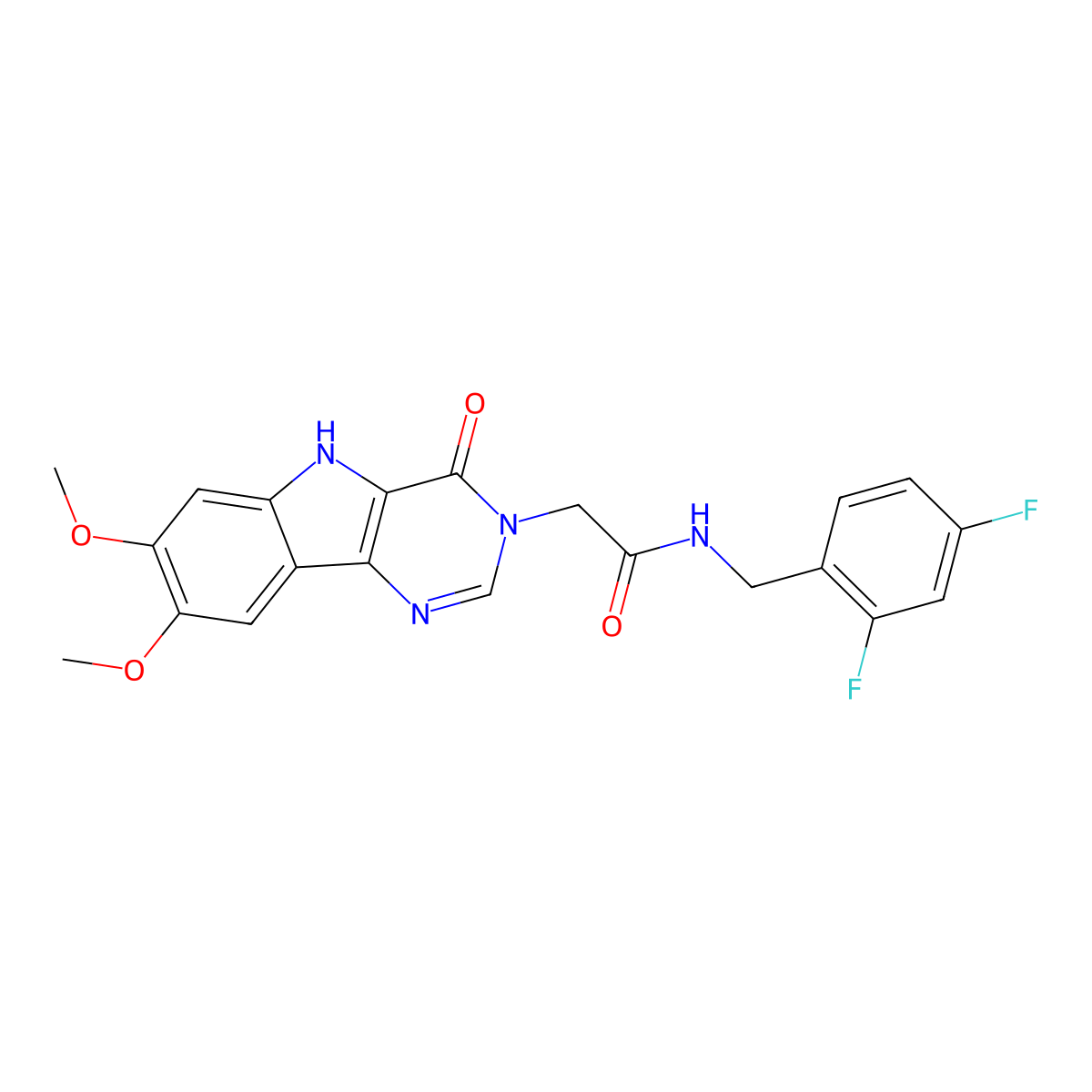 N-(2,4-difluorobenzyl)-2-(7,8-dimethoxy-4-oxo-4,5-dihydro-3H-pyrimido[5,4-b]indol-3-yl)acetamide molecular structure, CAS 1189421-68-8